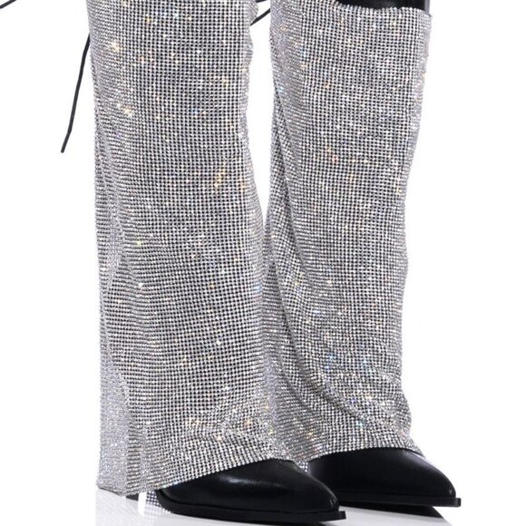 AZALEA WANG Shoes - AZALEA WANG " TAKE COVER " EMBELLISHED STILETTO BOOT / BLACK (BRAND NEW !!!!